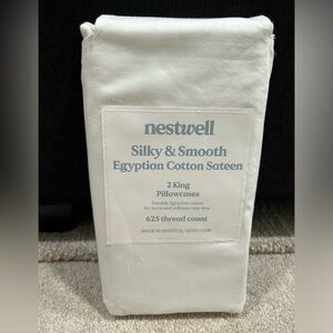 Nestwell White Silky Smooth Egyptian Cotton Sateen King Pillow Cases
